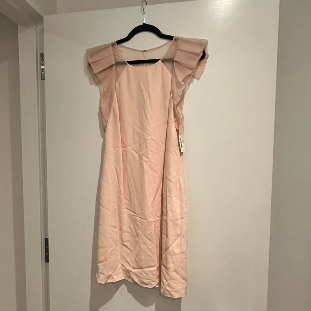 Rebecca Taylor Cotton Candy Pink Ruffle Sleeve Mini Dress
